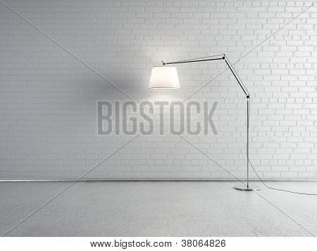 Lamp front of a brick wall