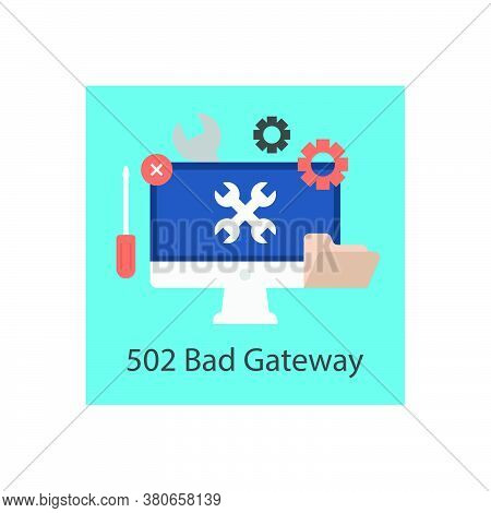 502 Bad Gateway Icon For Website Design And Desktop Envelopment, Development. Premium Pack.