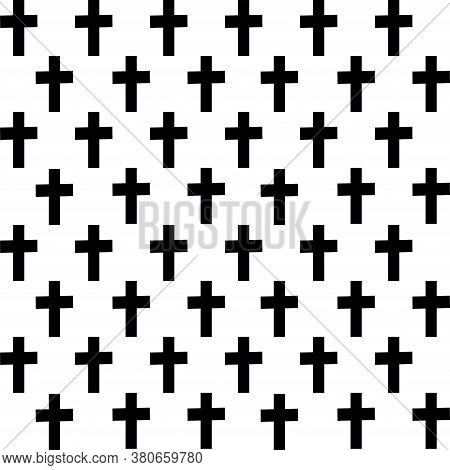 Black Cross Seamless Pattern. Line Vector Illustration.