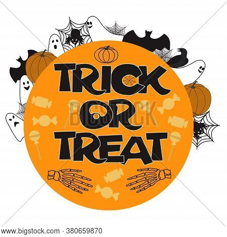 Halloween Vector Illustration Trick Or Treat On A White Background. Halloween Design