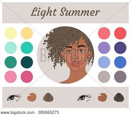 Stock Vector Seasonal Color Analysis Palette For Light Summer. Best Colors For Light Summer Type Of 