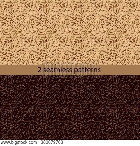 A Set Of Seamless Patterns With Coffee Beans. Vector Illustration