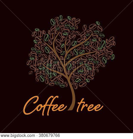 Coffee Tree With Coffee Beans Instead Of Leaves. Vector Eps10