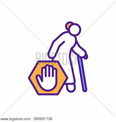 Elderly People Rejection Rgb Color Icon. Elderly People Without Work. Unemployment Among Seniors. Ag