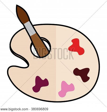 Paint Palette And Paintbrush. School Suplies - Vector