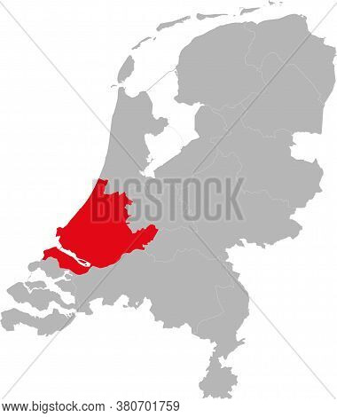 Zuid-holland Netherlands Province Highlighted On Netherlands Political Map. Backgrounds, Charts, Bus