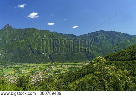 The Caffaro Valley, Near Bagolino In Brescia Province, Lombardy, Italy, Seen From The Road Of Cerret
