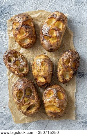 Scary Baked Potato Shrunken Heads For Halloween