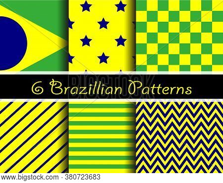 Illustration Seamless Pattern Brazilian. Simetric, plaid, stripe, Brazil