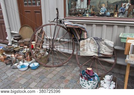 Gothenburg, Sweden - June 18 2019: The View Of Antique Shops In The Old Haga District On June 18 201