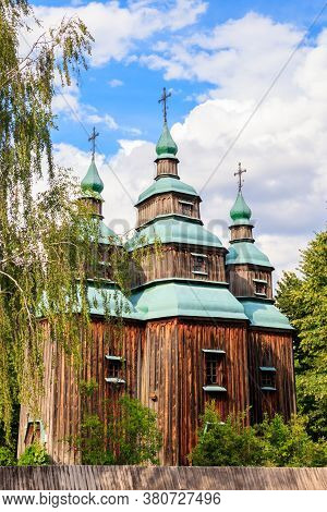 Ancient Wooden Orthodox Church Of St. Paraskeva In Pyrohiv (pirogovo) Village Near Kiev, Ukraine
