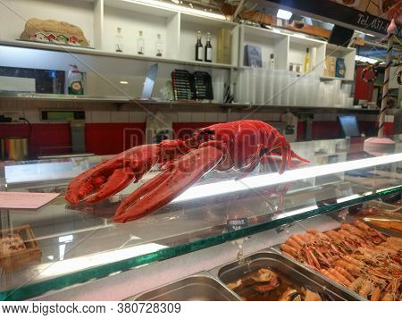Gothenburg, Sweden - June 18 2019: The View Of Fish Stall In The Market Hall On June 18 2019 In Goth