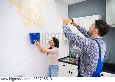 Ceiling Stains From Water Leakage And Flood