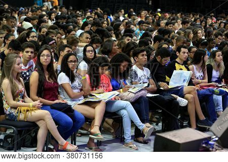 Salvador, Bahia / Brazil - August 23, 2014: Students Are Seen During Preparatory Class For The Natio