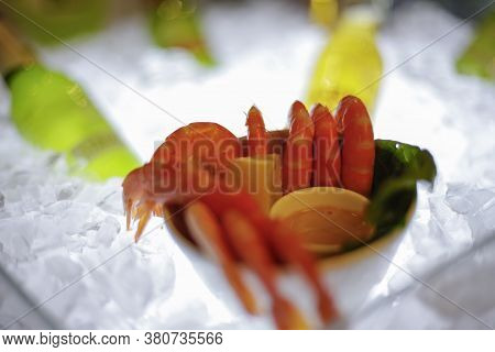 Seafood Lobster Plater With Ice On Dish