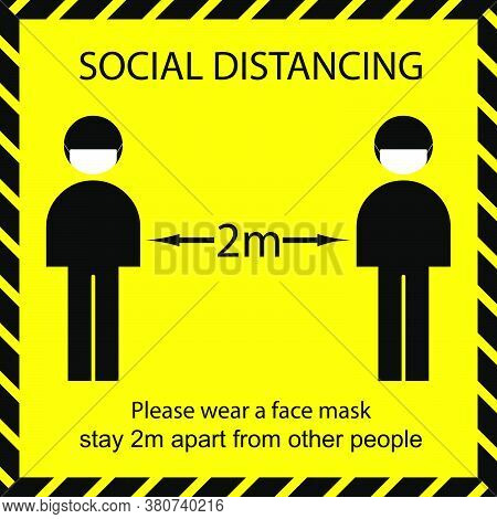 Icon People Concept Social Distancing Stay 2m Apart From Other People And Wear A Mask Vector Illustr