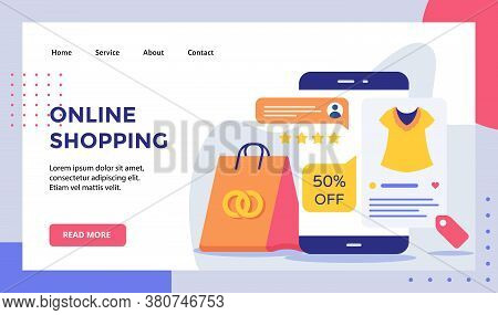 Online Shopping Feedback Coment Rate Discount Cloth Fashion On Smartphone Campaign For Web Website H