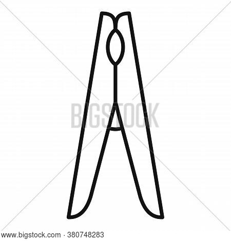 Clamp Clothes Pin Icon. Outline Clamp Clothes Pin Vector Icon For Web Design Isolated On White Backg