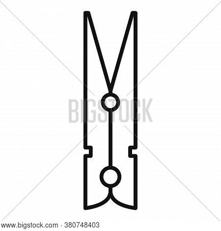 Stick Clothes Pin Icon. Outline Stick Clothes Pin Vector Icon For Web Design Isolated On White Backg