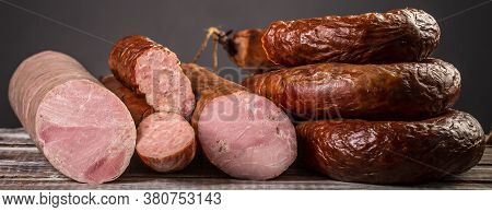 Assorted Meat Products Including Ham And Sausages. Ariety Of Processed Cold Meat Products, Long Bann