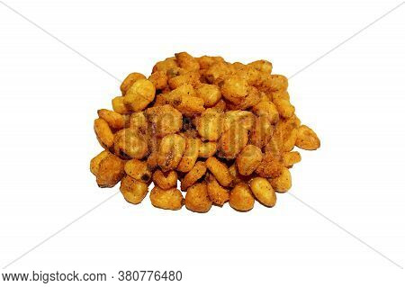 Pile Of Roasted Salted Corn Isolated On White Background. Snack And Food. Roasted Corn Nuts.