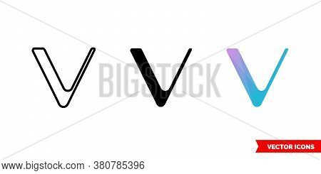 Vechain Icon Of 3 Types Color, Black And White, Outline. Isolated Vector Sign Symbol.