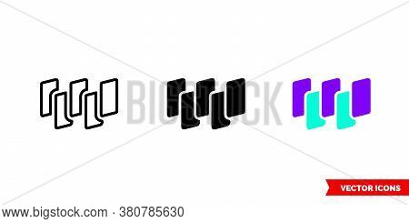 Waltonchain Cryptocurrency Icon Of 3 Types Color, Black And White, Outline. Isolated Vector Sign Sym