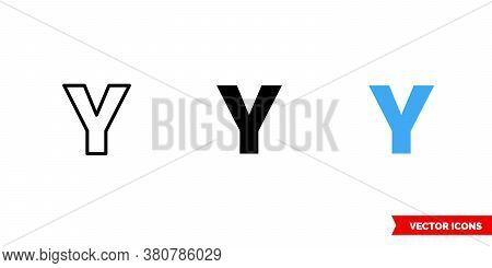 Y Symbol Icon Of 3 Types Color, Black And White, Outline. Isolated Vector Sign Symbol.