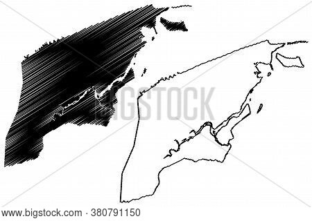 Brunei-muara District (nation Of Brunei, The Abode Of Peace, Borneo Island) Map Vector Illustration,
