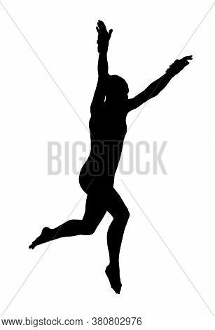 Girl Gymnast Jump In Vaulting Table Gymnastics Black Silhouette