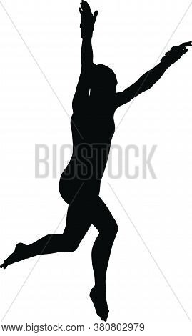 Girl Gymnast Jump In Vaulting Table Gymnastics Black Silhouette