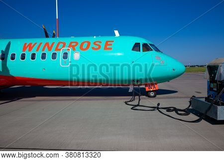 Kyiv, Ukraine - June 27, 2020: Aircraft Atr 72-212a Airline Windrose. Airplane Medium-range Turbopro