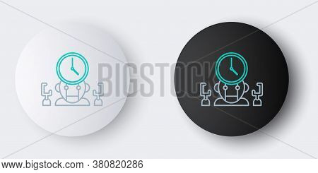 Line Robot And Digital Time Manager Icon Isolated On Grey Background. Time Management Assistance, Wo