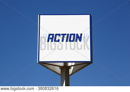 Tarare, France - May 31, 2020: Action Logo On A Pole. Action Is An, Originally Dutch, International 