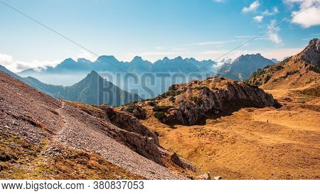 A Beautiful Sunny Autumn Day In The Alps Of Friuli Venezia-giulia, Italy
