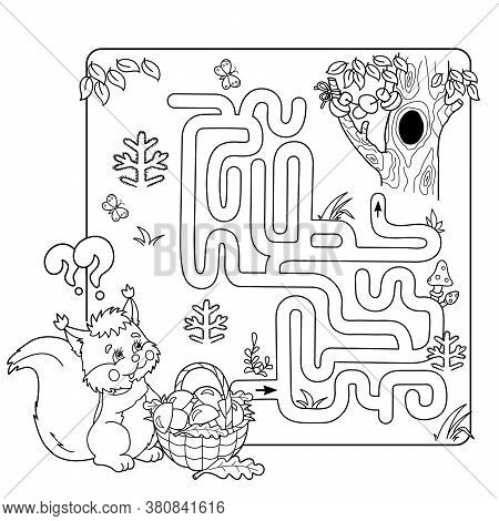 Cartoon Vector Illustration Of Education Maze Or Labyrinth Game For Preschool Children. Puzzle. Colo