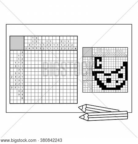 Cheese.  Black And White Japanese Crossword With Answer. Nonogram With Answer. Graphic Crossword. Pu