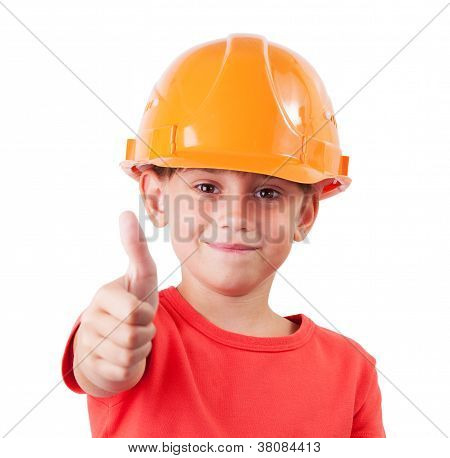 Ragazza In un casco di protezione
