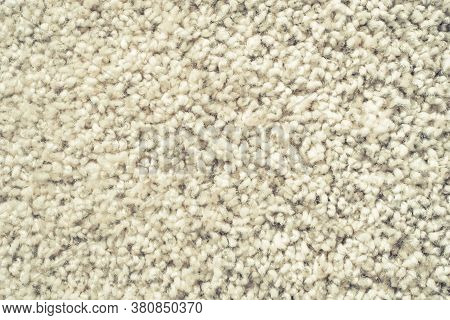 Close Up Detail Of Absorbent Fabric Or Shaggy White Carpet, Hairy Carpet Detail. Absorbent Fabric Ba