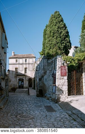 Les Baux De Provence France June 2020, Old Historical Town Village Build On A Hill In The Provence, 