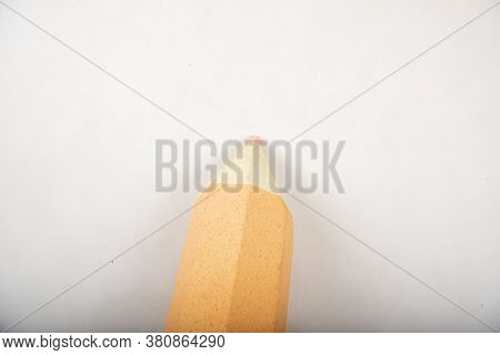 Orange Pen Stands On A White Background.