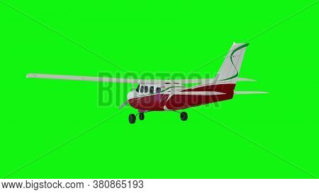 Old White Plane. Green Screen Background. 3d Rendering