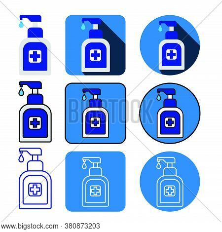 Nine Different Style Hand Sanitizer Bottleicon Vector Bundle Set