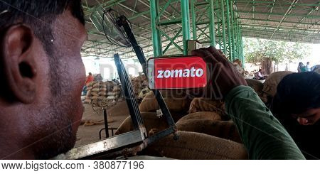 District Katni, India - September 20, 2019: Zomato Buy Food Online Logo Presented On Smart Phone Scr