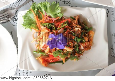 Fried Fish Maw Salad Or Spicy Salad, Thai Spicy Salad