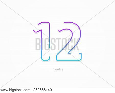 12 Number, Modern Gradient Font Alphabet. Trendy, Dynamic Creative Style Design. For Logo, Brand Lab