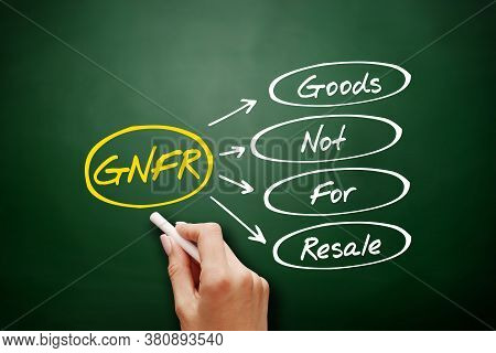 Gnfr - Goods Not For Resale Acronym, Business Concept On Blackboard