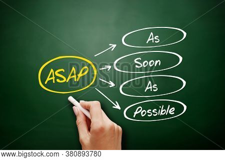 Asap - As Soon As Possible Acronym, Business Concept Background On Blackboard