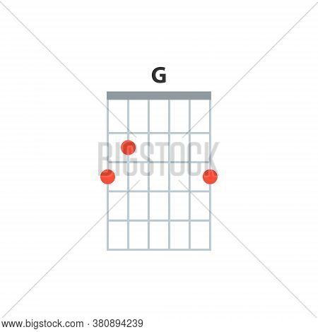 G Guitar Chord Icon. Basic Guitar Chords Vector Isolated On White. Guitar Lesson Illustration.