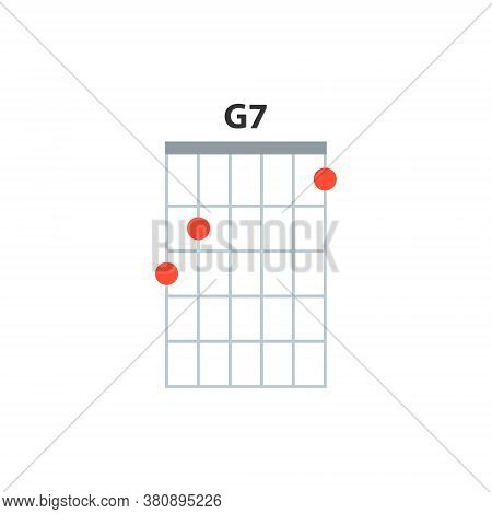 G7 Guitar Chord Icon. Basic Guitar Chords Vector Isolated On White. Guitar Lesson Illustration.